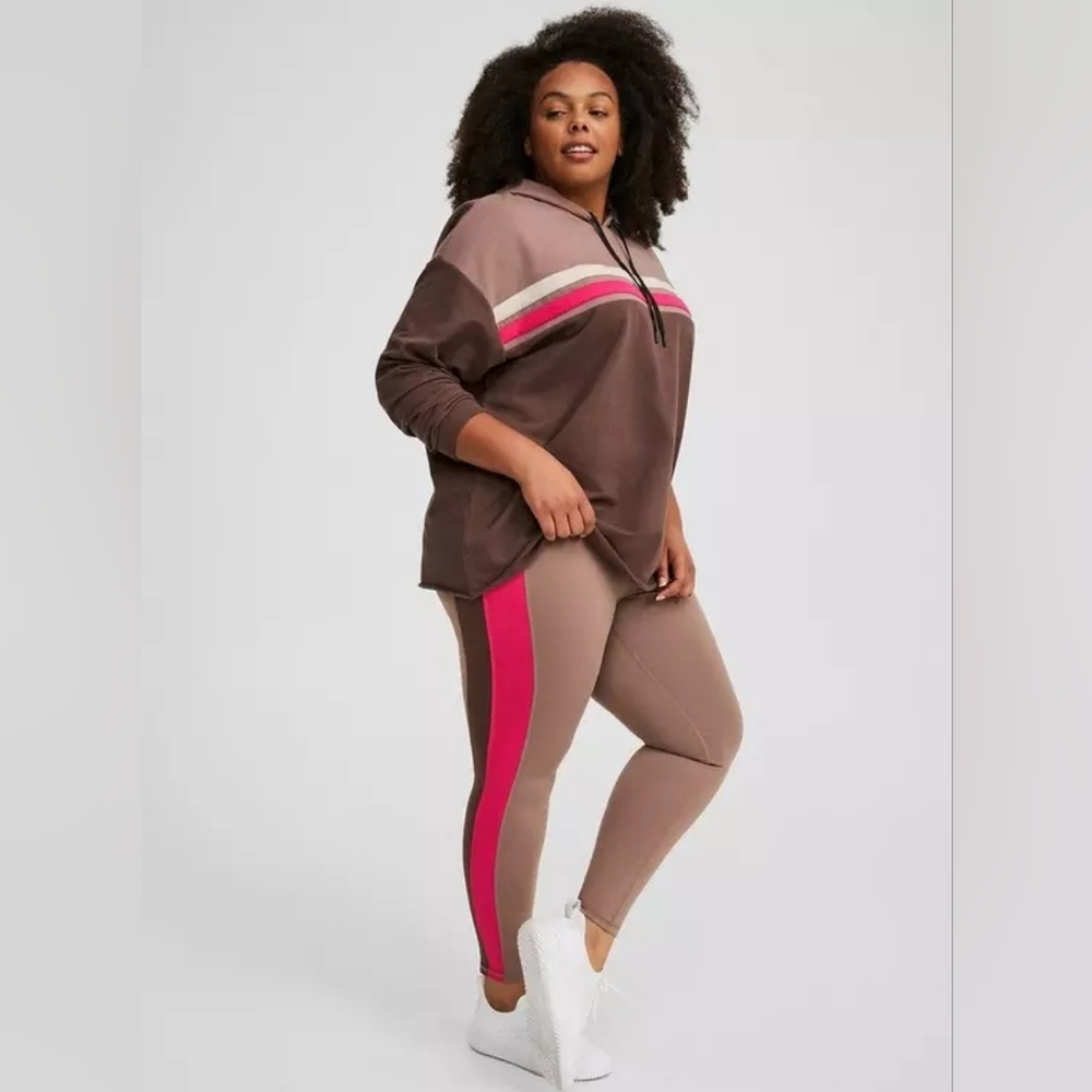 Torrid Pink Brown Sports Bra Compression Leggings Hoodie Workout Set Size 0